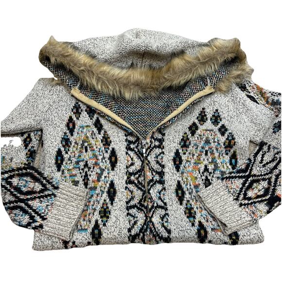 Mintee 16 Long Knit Zip Up Hooded Cardigan Women's S Aztec Southwestern Boho - Picture 13 of 13